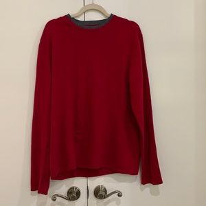 100% Cashmere red with grey neckline sweater